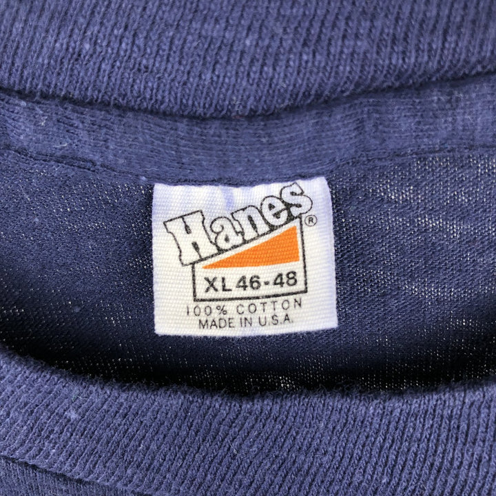 70'S Hanes Message Print T-Shirt, Made in USA, Men's XL (approx.), Vintage cotton navy blue type Vintage Second Hand