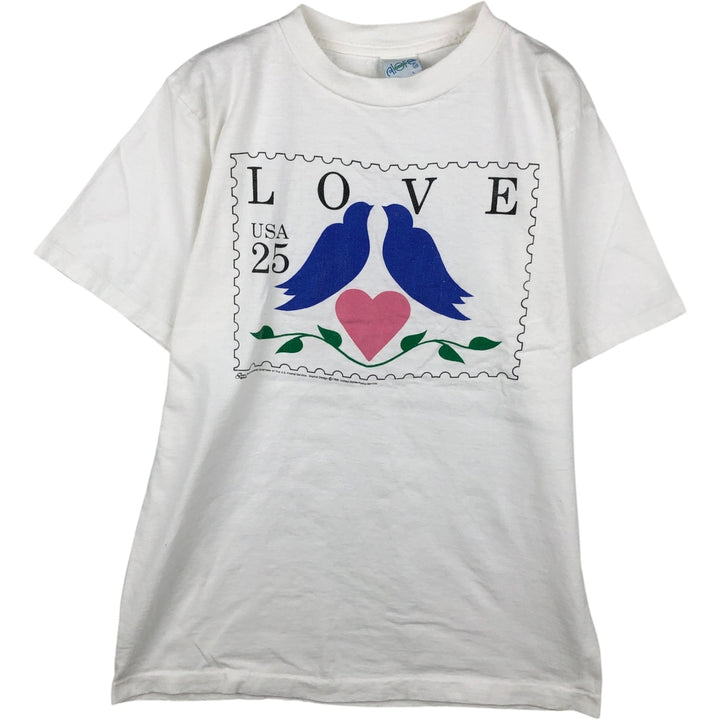 90'S ALORE Print T-Shirt, Made in USA, Men's Size L (Equivalent), Vintage cotton white type Vintage Second Hand