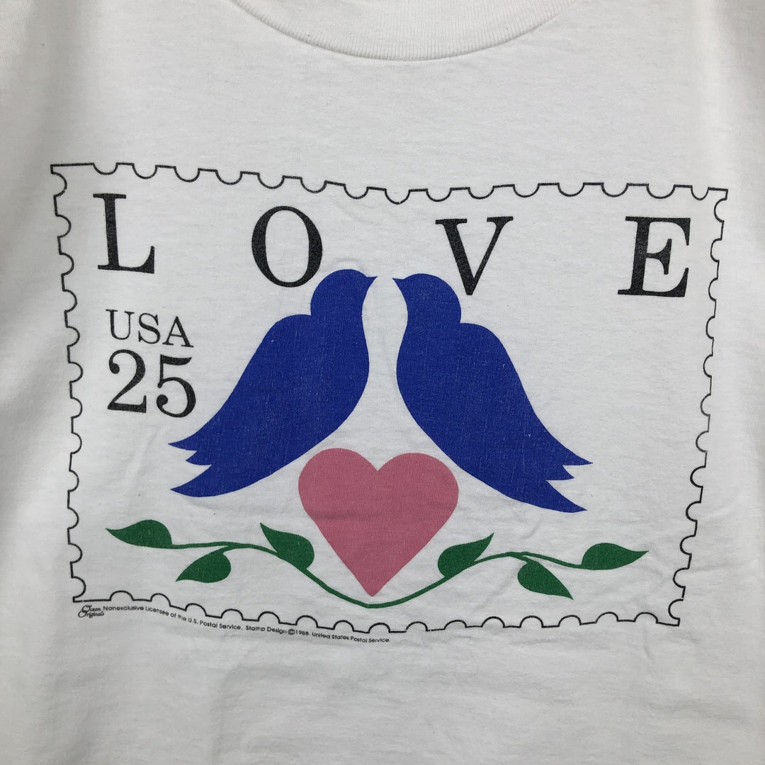 90'S ALORE Print T-Shirt, Made in USA, Men's Size L (Equivalent), Vintage cotton white type Vintage Second Hand