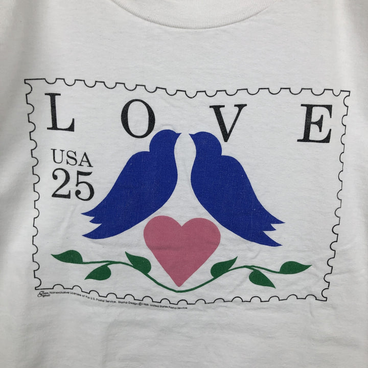90'S ALORE Print T-Shirt, Made in USA, Men's Size L (Equivalent), Vintage cotton white type Vintage Second Hand