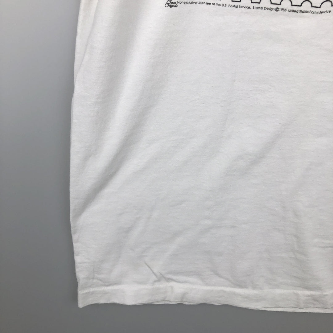 90'S ALORE Print T-Shirt, Made in USA, Men's Size L (Equivalent), Vintage cotton white type Vintage Second Hand
