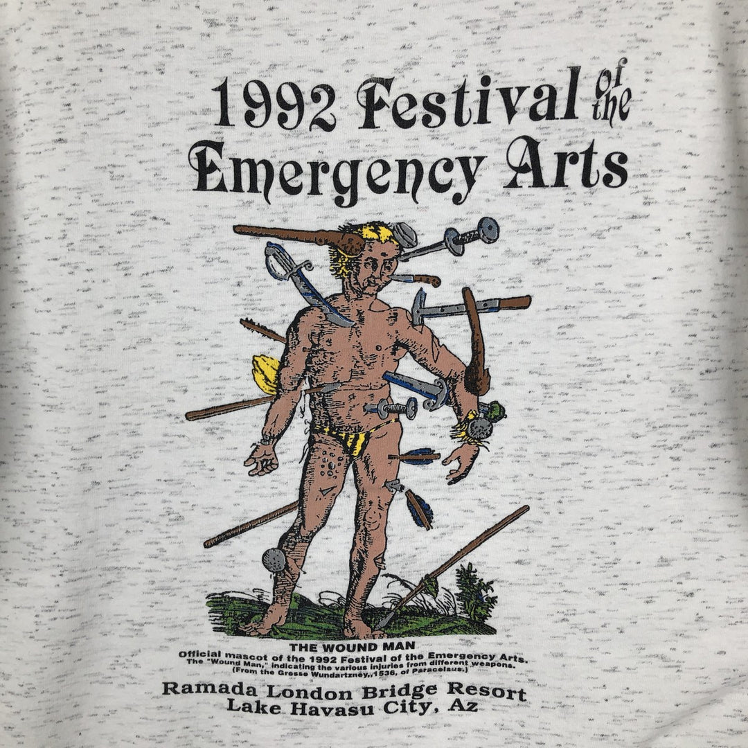 90'S ONEITA POWER-T Printed T-shirt Made in USA Men's L size Vintage cotton white type Vintage Second Hand