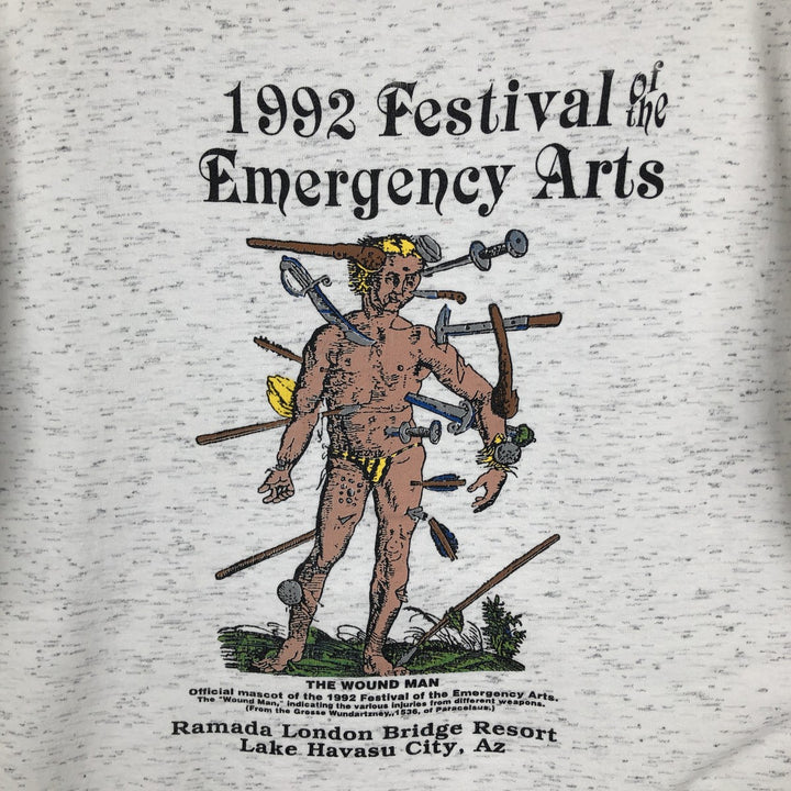 90'S ONEITA POWER-T Printed T-shirt Made in USA Men's L size Vintage cotton white type Vintage Second Hand