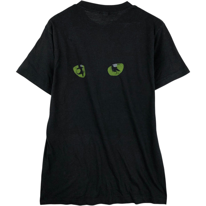 80'S CHED by ANVIL CATS Cat Pattern Print T-Shirt, Made in USA, Men's Size L (Equivalent), Vintage cotton black type Vintage Second Hand