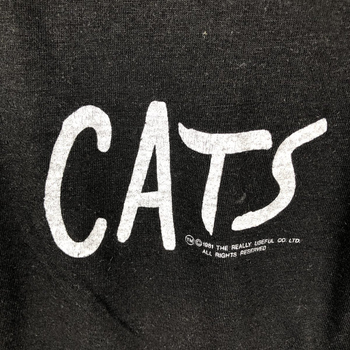 80'S CHED by ANVIL CATS Cat Pattern Print T-Shirt, Made in USA, Men's Size L (Equivalent), Vintage cotton black type Vintage Second Hand