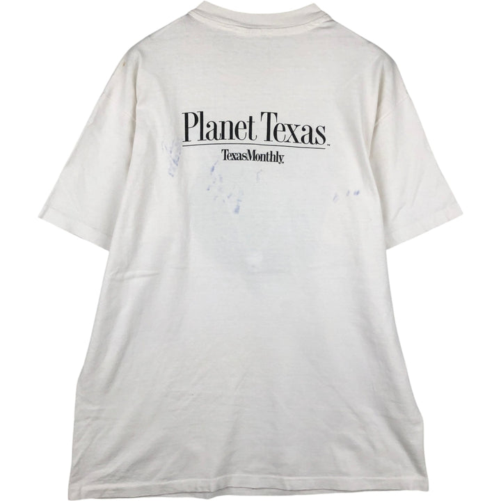 90'S Hanes BEEFY-T Printed T-shirt, Made in USA, Men's L size, Vintage cotton white type Vintage Second Hand