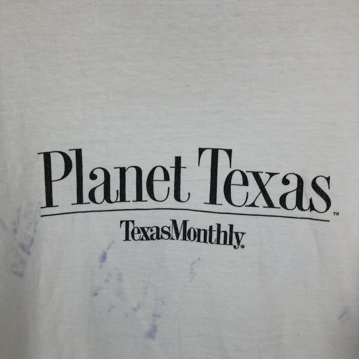90'S Hanes BEEFY-T Printed T-shirt, Made in USA, Men's L size, Vintage cotton white type Vintage Second Hand