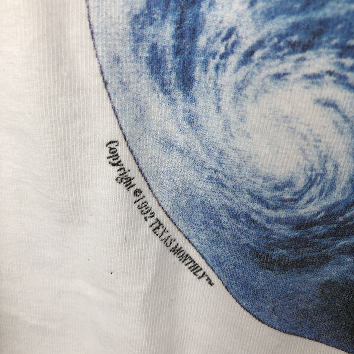 90'S Hanes BEEFY-T Printed T-shirt, Made in USA, Men's L size, Vintage cotton white type Vintage Second Hand