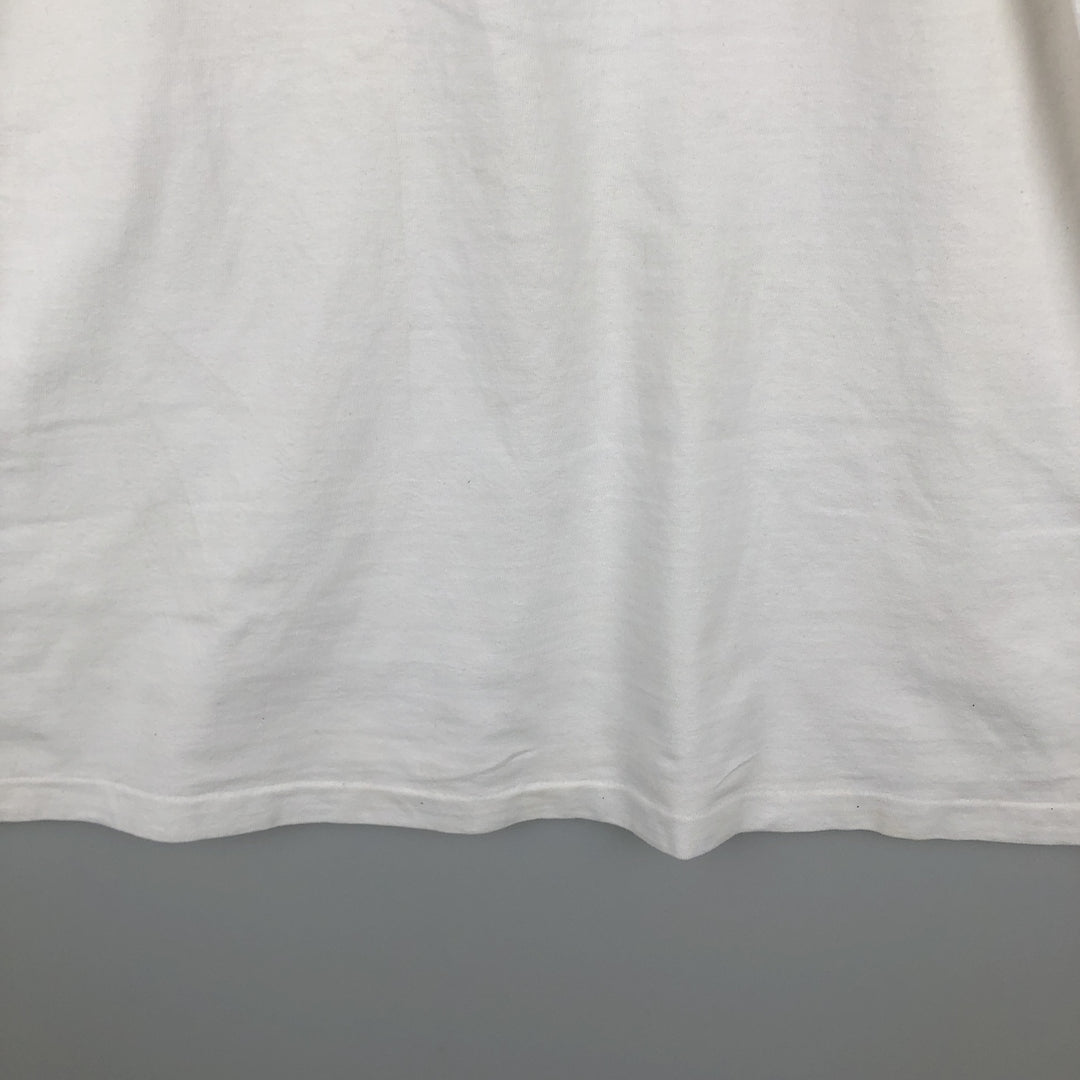 90'S Hanes BEEFY-T Printed T-shirt, Made in USA, Men's L size, Vintage cotton white type Vintage Second Hand