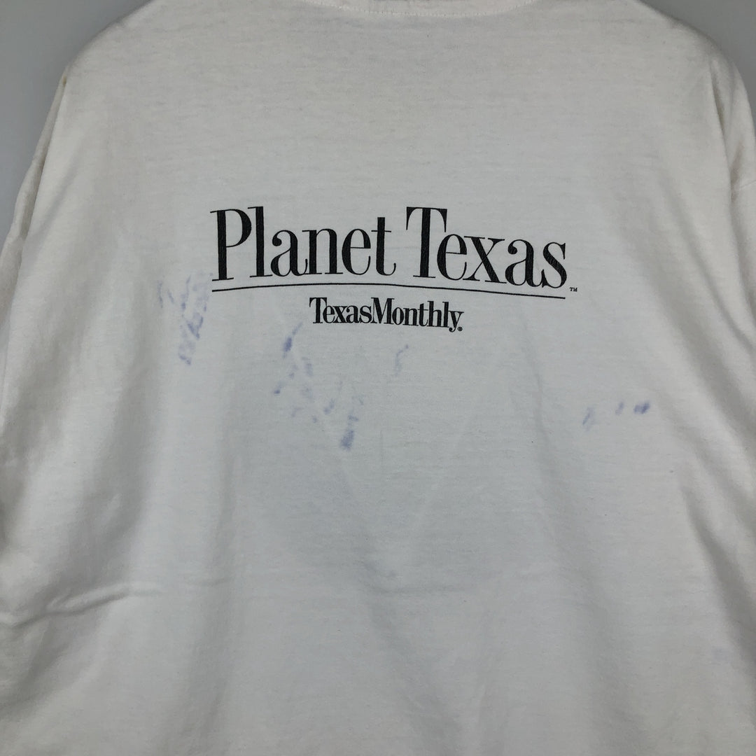 90'S Hanes BEEFY-T Printed T-shirt, Made in USA, Men's L size, Vintage cotton white type Vintage Second Hand