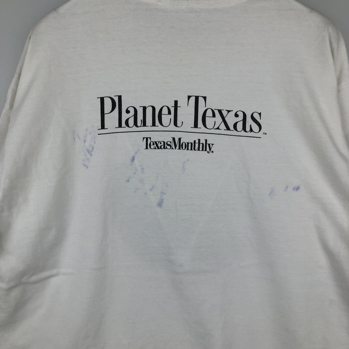 90'S Hanes BEEFY-T Printed T-shirt, Made in USA, Men's L size, Vintage cotton white type Vintage Second Hand