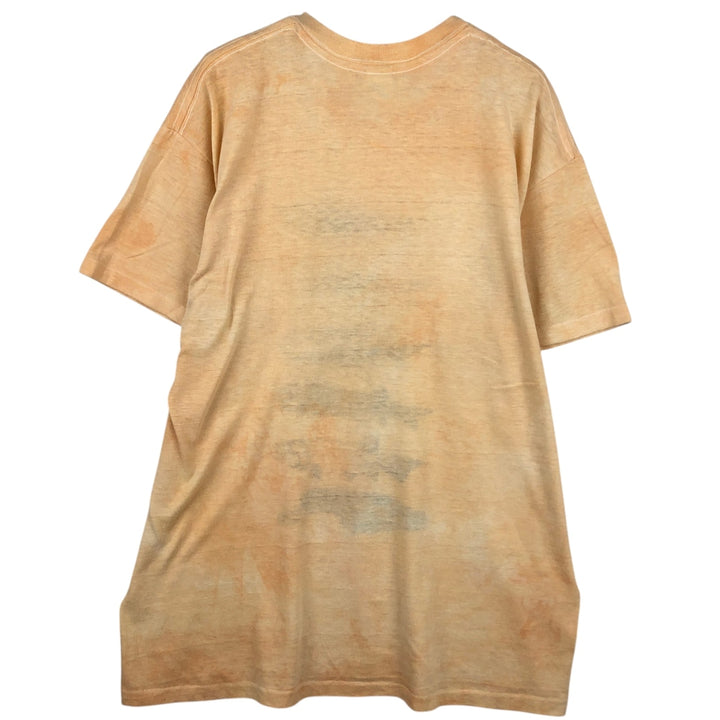 Fish print T-shirt, men's size XL (approx.) unclear orange type Vintage Second Hand