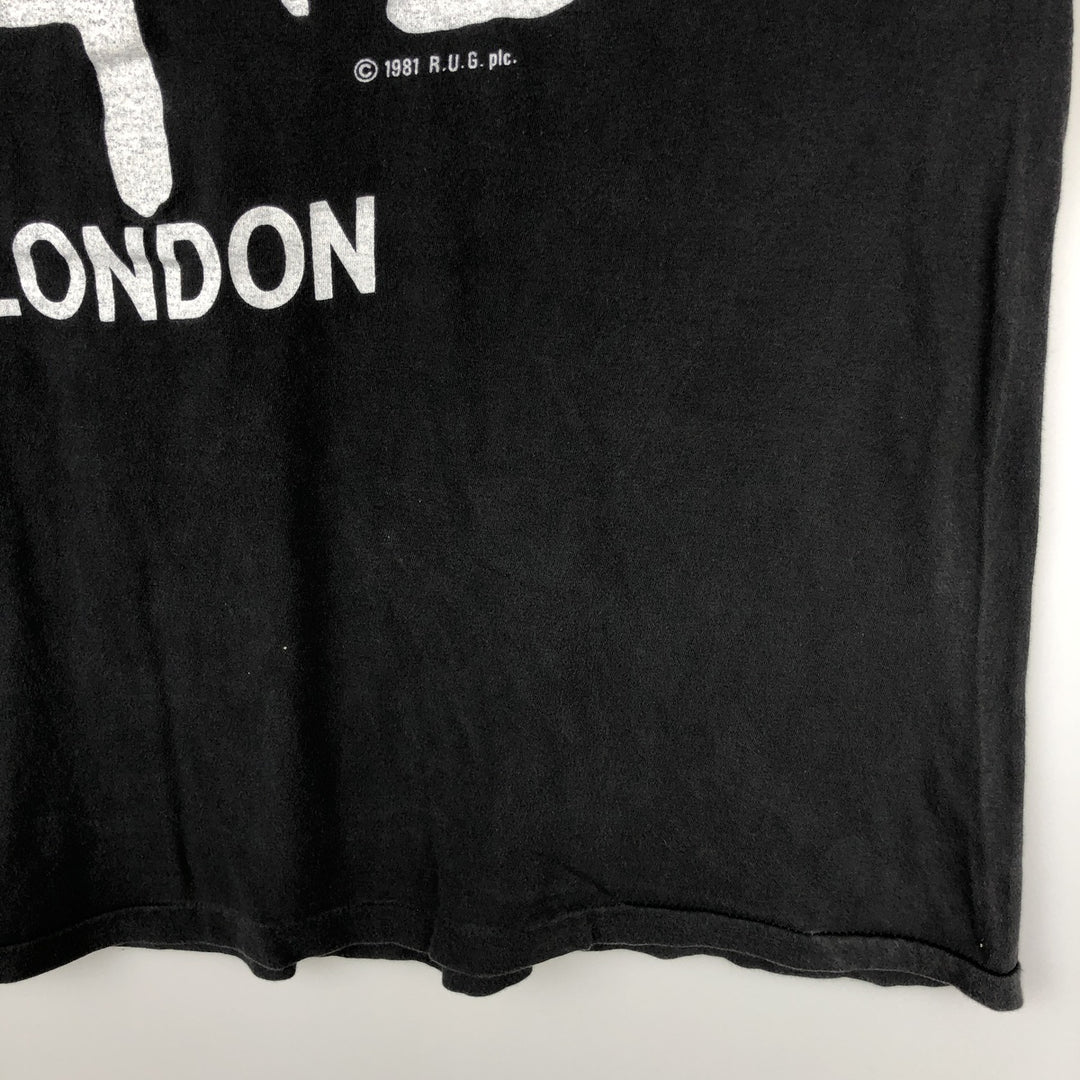 80'S printed T-shirt, men's size L equivalent, vintage. cotton black type Vintage Second Hand