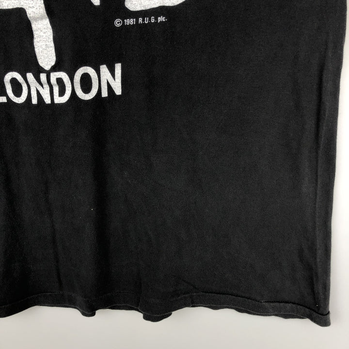 80'S printed T-shirt, men's size L equivalent, vintage. cotton black type Vintage Second Hand