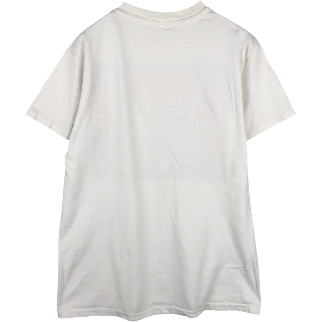 90'S Hanes BEEFY-T Blue Tag Printed T-Shirt Made in USA Men's Size L Vintage cotton white type Vintage Second Hand