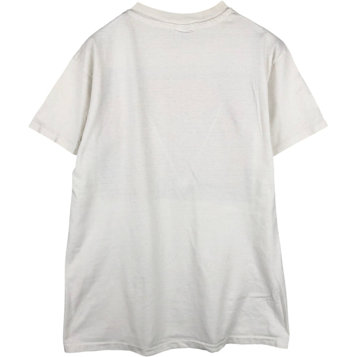 90'S Hanes BEEFY-T Blue Tag Printed T-Shirt Made in USA Men's Size L Vintage cotton white type Vintage Second Hand
