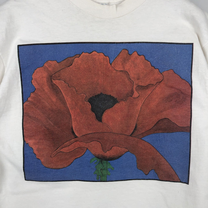 90'S Hanes BEEFY-T Blue Tag Printed T-Shirt Made in USA Men's Size L Vintage cotton white type Vintage Second Hand