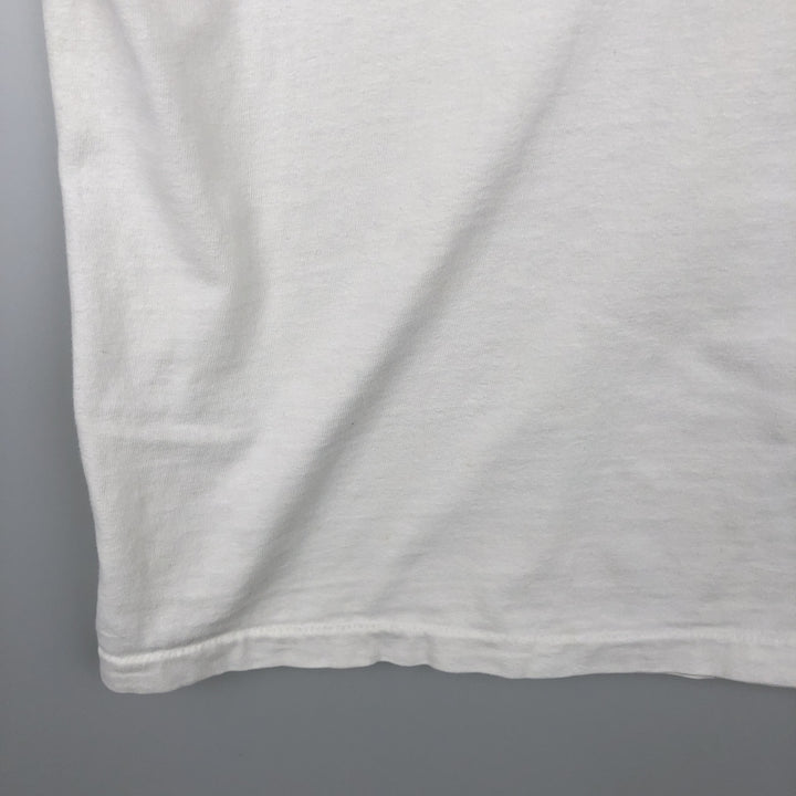 90'S Hanes BEEFY-T Blue Tag Printed T-Shirt Made in USA Men's Size L Vintage cotton white type Vintage Second Hand