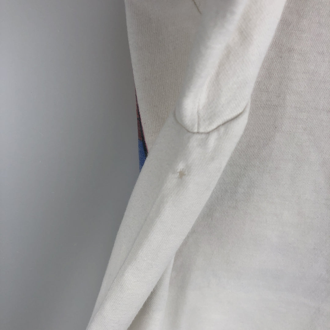 90'S Hanes BEEFY-T Blue Tag Printed T-Shirt Made in USA Men's Size L Vintage cotton white type Vintage Second Hand