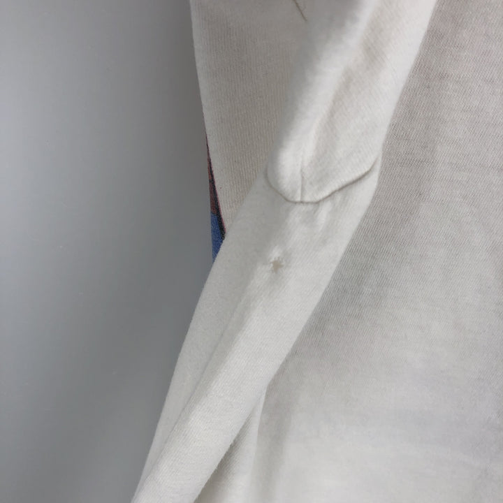 90'S Hanes BEEFY-T Blue Tag Printed T-Shirt Made in USA Men's Size L Vintage cotton white type Vintage Second Hand