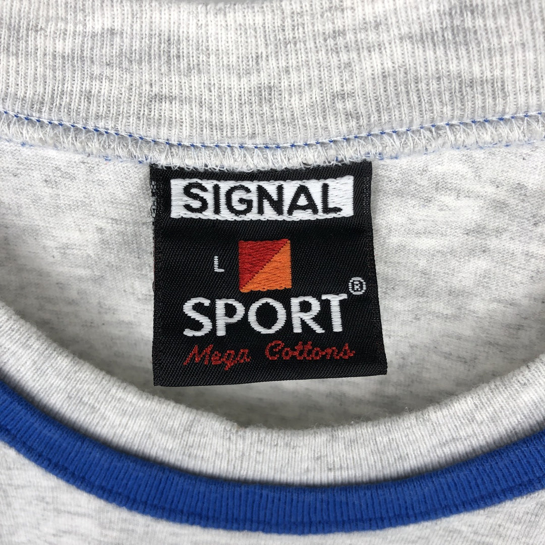 90'S SIGNAL SPORT Floral Print T-Shirt, Made in USA, Men's Size L (Equivalent), Vintage cotton pale white type Vintage Second Hand