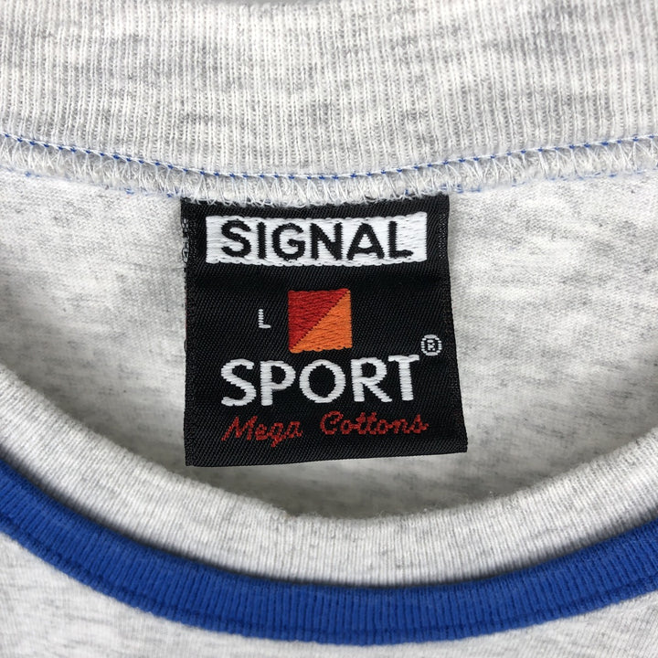 90'S SIGNAL SPORT Floral Print T-Shirt, Made in USA, Men's Size L (Equivalent), Vintage cotton pale white type Vintage Second Hand