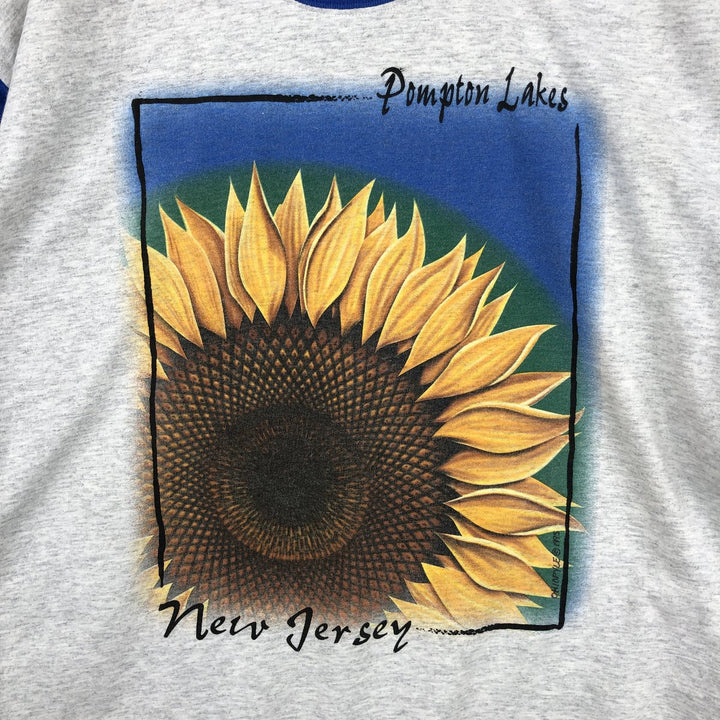 90'S SIGNAL SPORT Floral Print T-Shirt, Made in USA, Men's Size L (Equivalent), Vintage cotton pale white type Vintage Second Hand