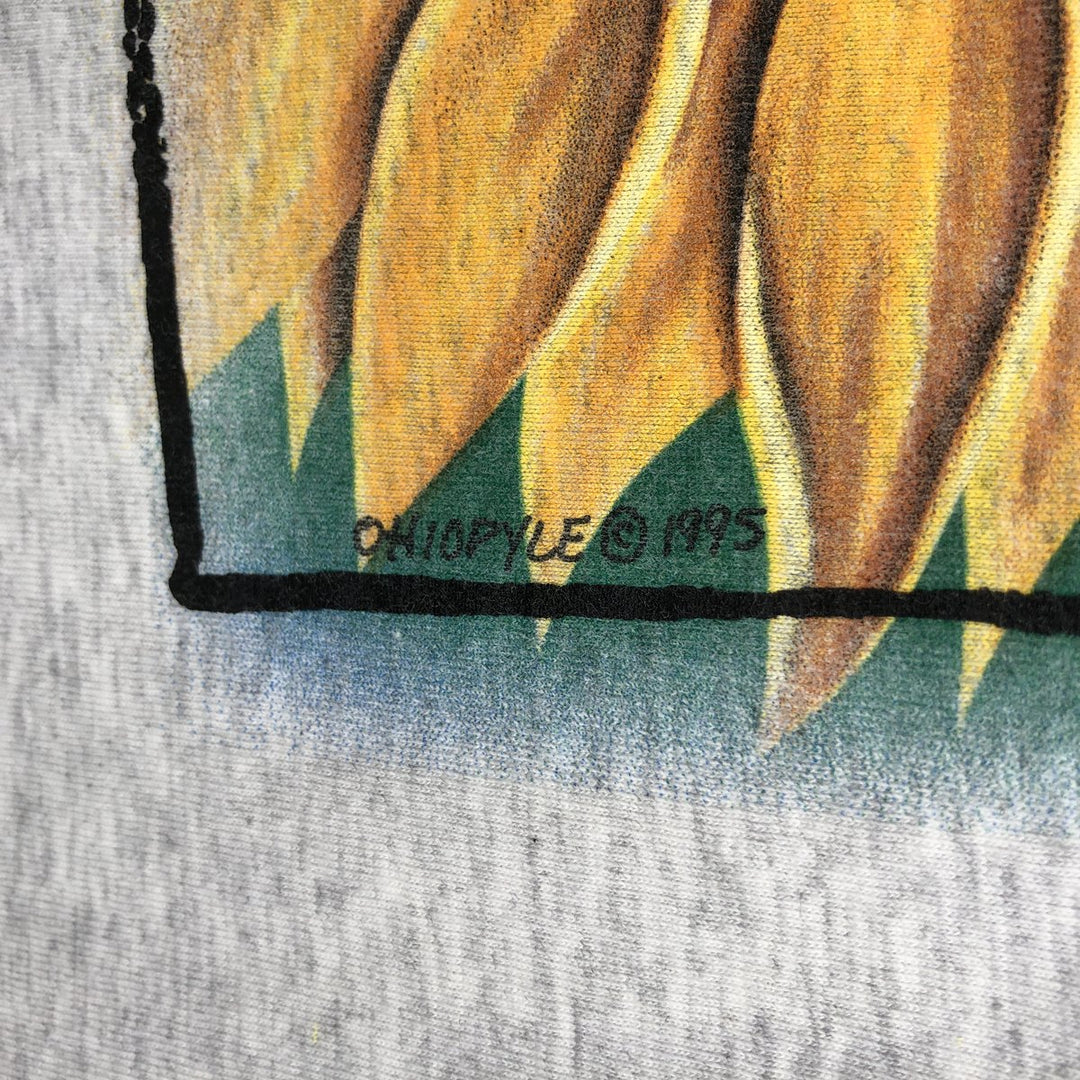 90'S SIGNAL SPORT Floral Print T-Shirt, Made in USA, Men's Size L (Equivalent), Vintage cotton pale white type Vintage Second Hand