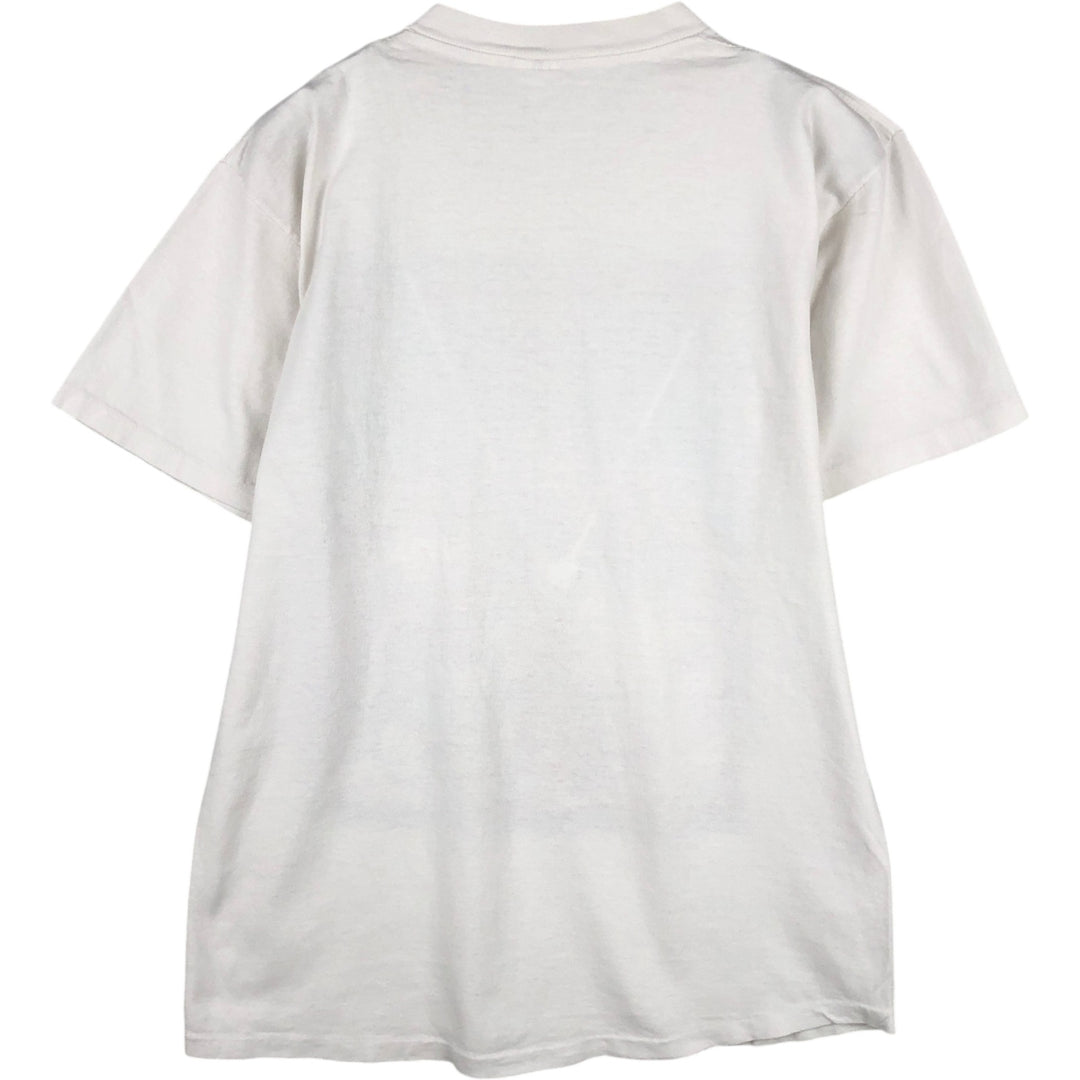 LONG JOHN Printed T-Shirt, Made in USA, Men's Size L cotton white type Vintage Second Hand