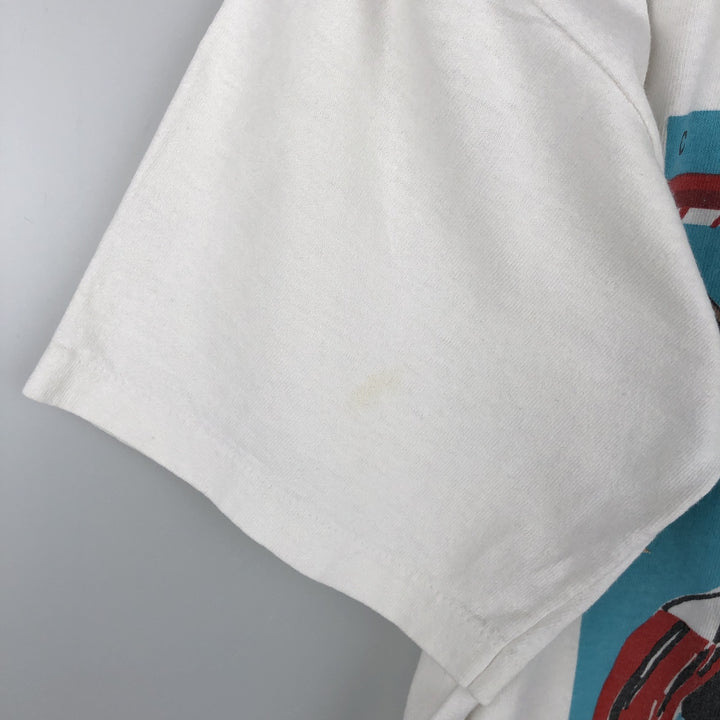 LONG JOHN Printed T-Shirt, Made in USA, Men's Size L cotton white type Vintage Second Hand