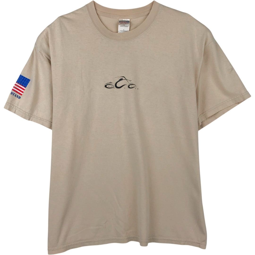 2000'S Gildan Heavy Cotton Orange County Choppers American Flag Pattern Motorcycle T-Shirt, Men's Size XL (approx.) cotton Beige type Vintage Second Hand