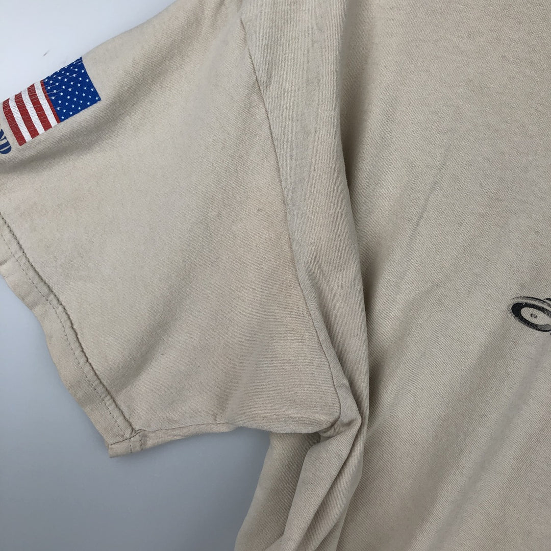 2000'S Gildan Heavy Cotton Orange County Choppers American Flag Pattern Motorcycle T-Shirt, Men's Size XL (approx.) cotton Beige type Vintage Second Hand