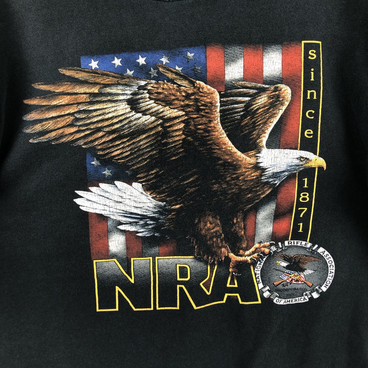 2000'S Gildan Ultra Cotton NRA (National Rifle Association) Eagle Pattern/Stars and Stripes Print T-Shirt, Men's Size M (approx.) cotton black type Vintage Second Hand
