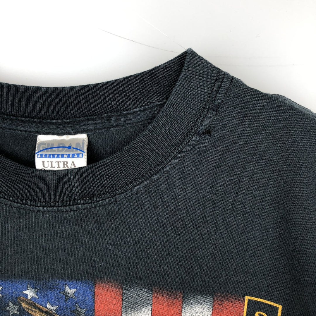 2000'S Gildan Ultra Cotton NRA (National Rifle Association) Eagle Pattern/Stars and Stripes Print T-Shirt, Men's Size M (approx.) cotton black type Vintage Second Hand