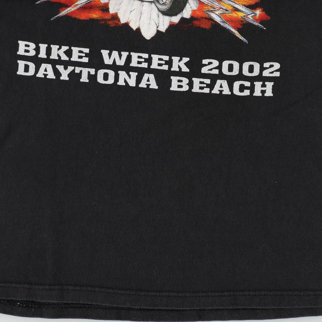 2000'S Harley-Davidson Eagle Pattern Thunder Motorcycle T-Shirt, Men's Size L (approx.) cotton black type Vintage Second Hand