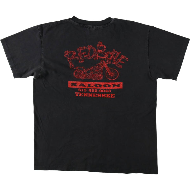 90s-00'S Hanes BEEFY-T Motorcycle T-shirt, Made in USA, Men's Size L (approx.), Vintage cotton black type Vintage Second Hand