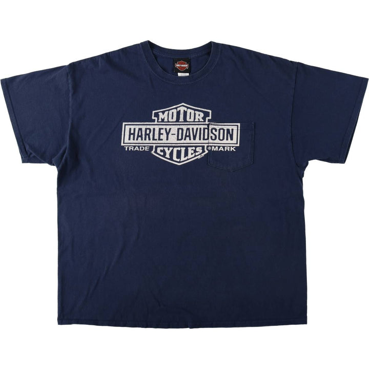Harley-Davidson American flag pattern motorcycle bike t-shirt, men's size XXL equivalent, vintage. cotton navy blue type Vintage Second Hand