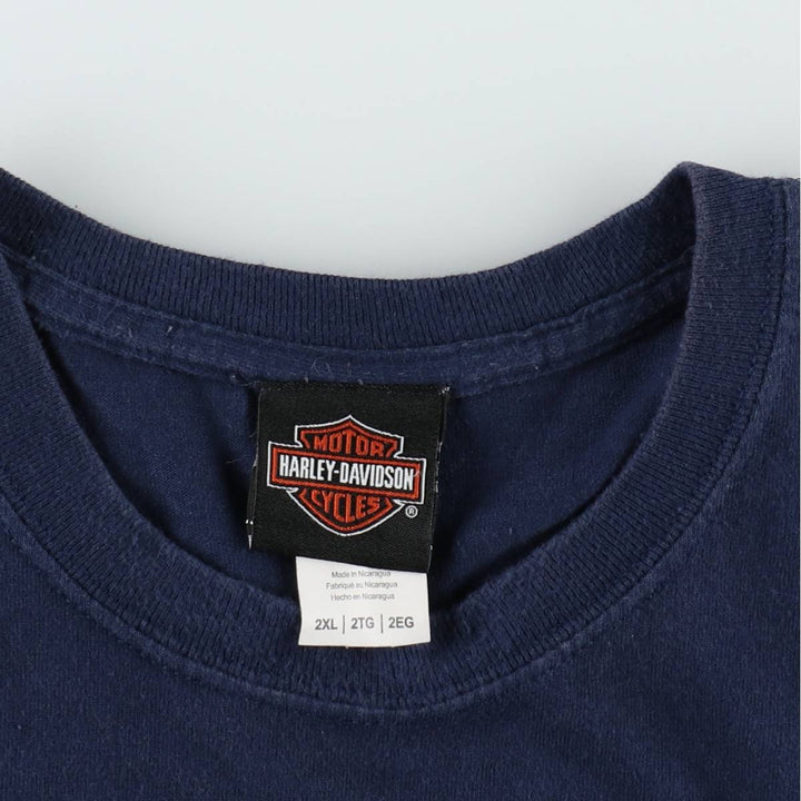 Harley-Davidson American flag pattern motorcycle bike t-shirt, men's size XXL equivalent, vintage. cotton navy blue type Vintage Second Hand
