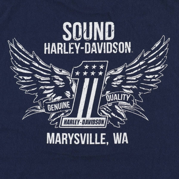 Harley-Davidson American flag pattern motorcycle bike t-shirt, men's size XXL equivalent, vintage. cotton navy blue type Vintage Second Hand