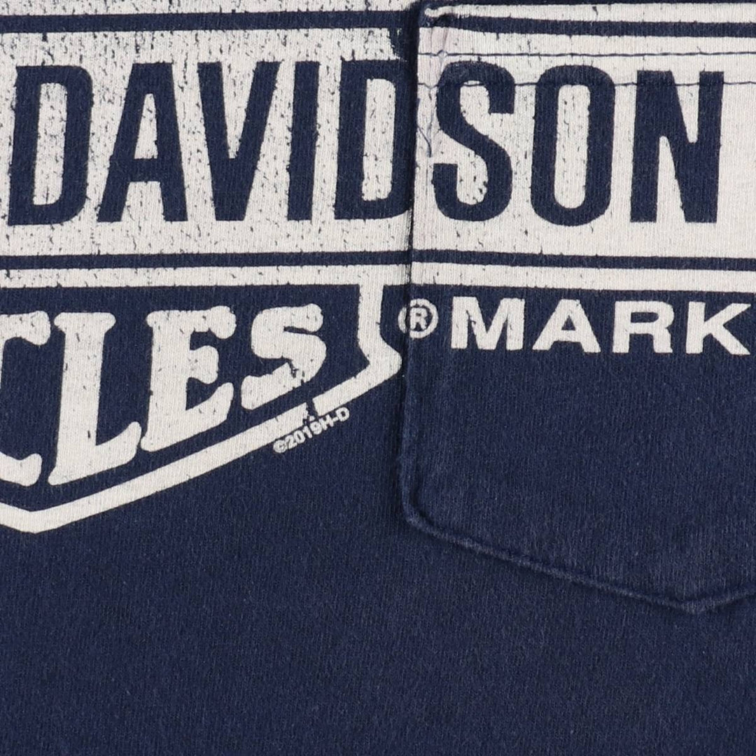 Harley-Davidson American flag pattern motorcycle bike t-shirt, men's size XXL equivalent, vintage. cotton navy blue type Vintage Second Hand