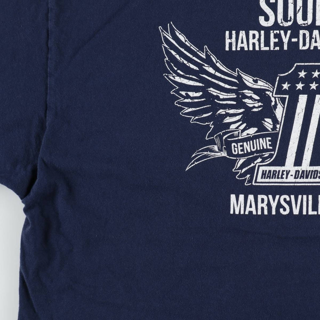 Harley-Davidson American flag pattern motorcycle bike t-shirt, men's size XXL equivalent, vintage. cotton navy blue type Vintage Second Hand