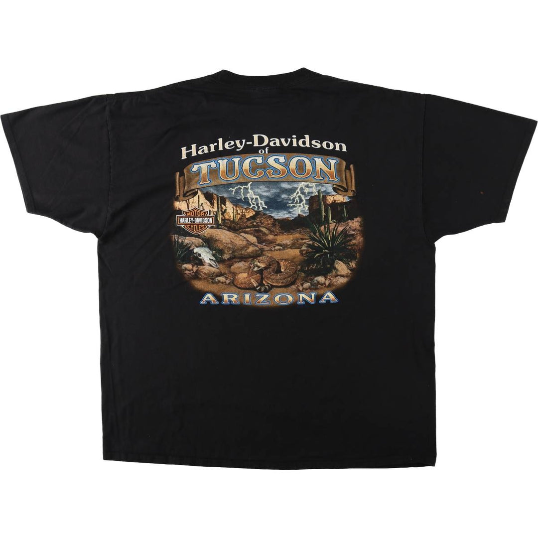 Harley Davidson Eagle Pattern Fire Pattern Motorcycle Bike T-shirt Men's XXL cotton black type Vintage Second Hand