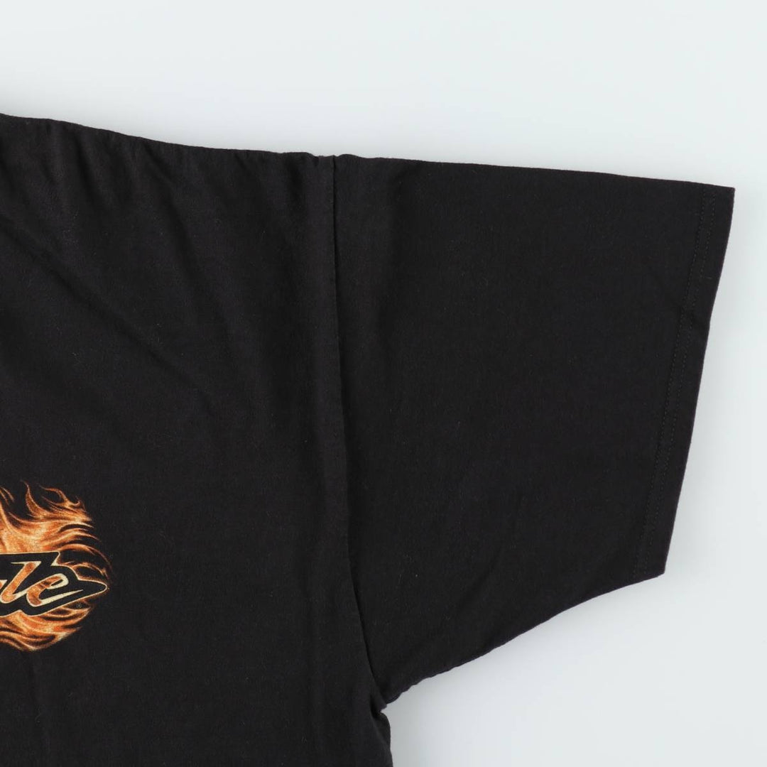 Harley Davidson Eagle Pattern Fire Pattern Motorcycle Bike T-shirt Men's XXL cotton black type Vintage Second Hand