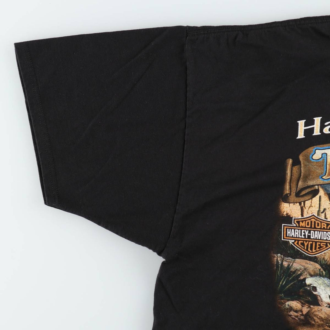 Harley Davidson Eagle Pattern Fire Pattern Motorcycle Bike T-shirt Men's XXL cotton black type Vintage Second Hand