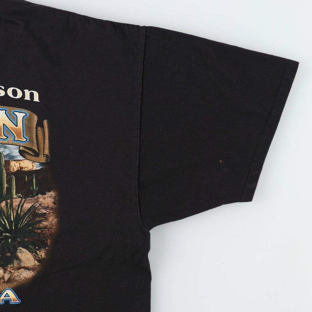 Harley Davidson Eagle Pattern Fire Pattern Motorcycle Bike T-shirt Men's XXL cotton black type Vintage Second Hand