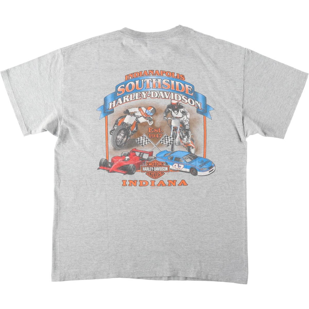 00'S Harley-Davidson Stars and Stripes Motorcycle Bike T-shirt Made in USA Men's L size cotton gray type Vintage Second Hand