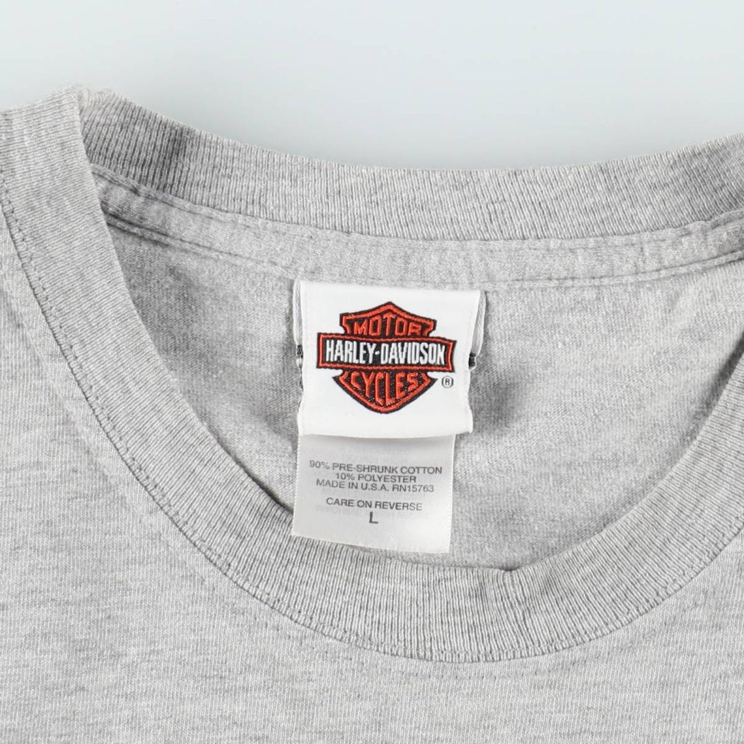 00'S Harley-Davidson Stars and Stripes Motorcycle Bike T-shirt Made in USA Men's L size cotton gray type Vintage Second Hand