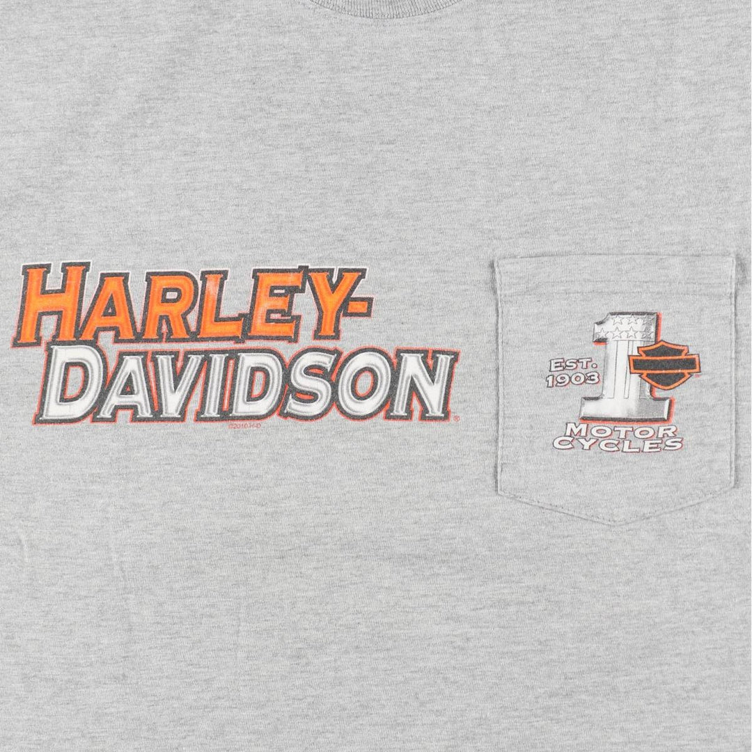 00'S Harley-Davidson Stars and Stripes Motorcycle Bike T-shirt Made in USA Men's L size cotton gray type Vintage Second Hand