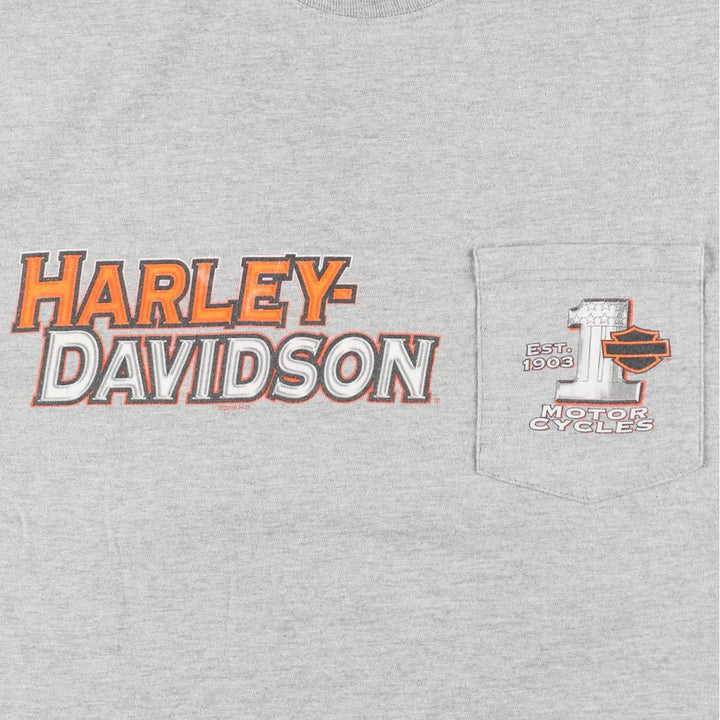00'S Harley-Davidson Stars and Stripes Motorcycle Bike T-shirt Made in USA Men's L size cotton gray type Vintage Second Hand