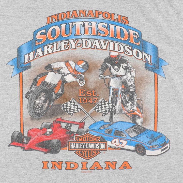 00'S Harley-Davidson Stars and Stripes Motorcycle Bike T-shirt Made in USA Men's L size cotton gray type Vintage Second Hand